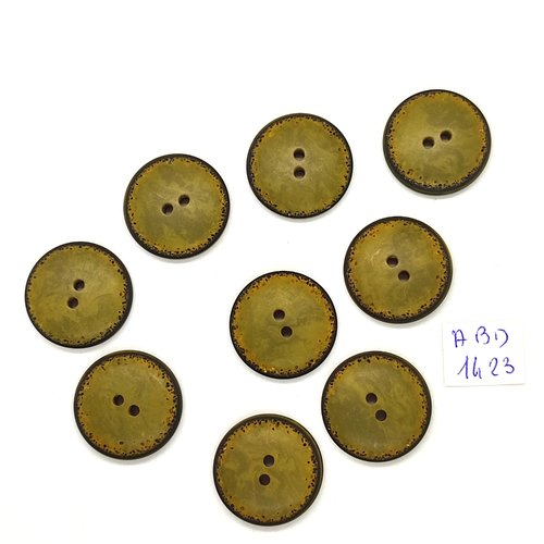 9 boutons résine vert - 22mm - abd1423