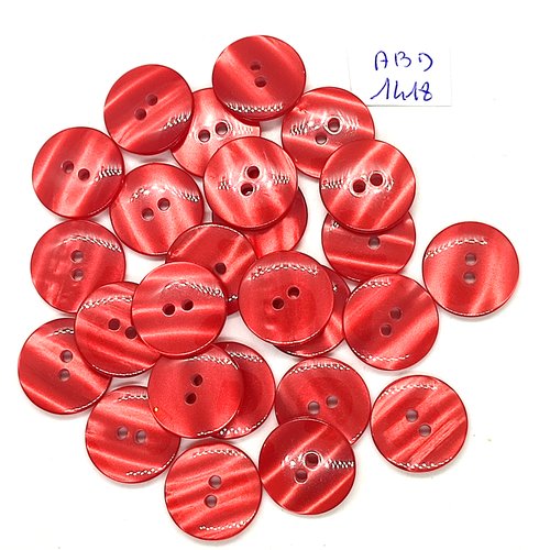 26 boutons résine rouge - 18mm - abd1418