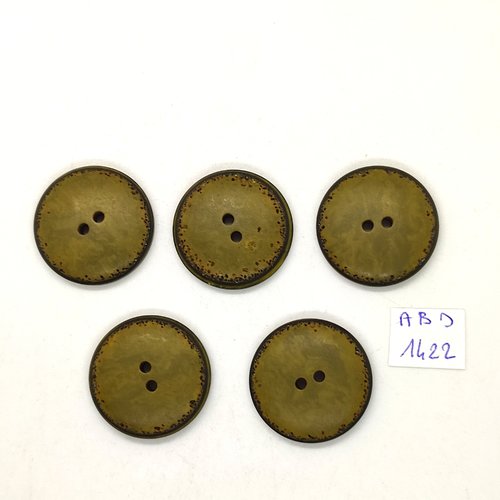 5 boutons résine vert - 27mm - abd1422