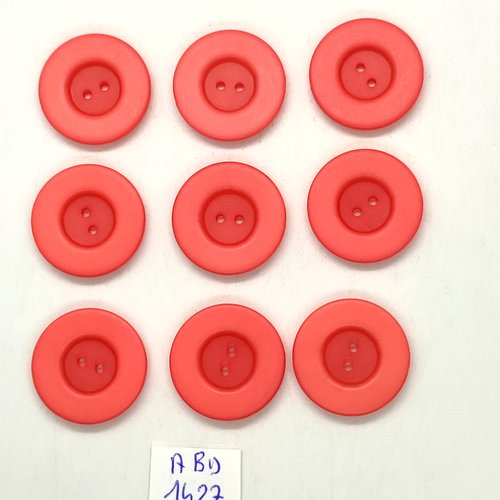 9 boutons résine rose - 22mm - abd1427