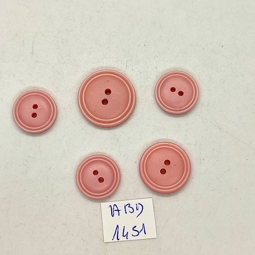 5 boutons résine rose - 20mm - 17mm et 15mm - abd1451