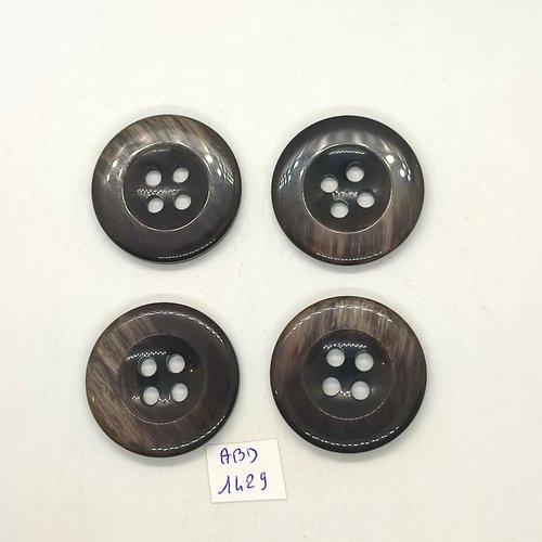 4 boutons résine marron - 34mm - abd1429