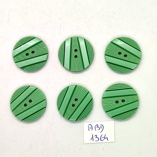 6 boutons résine vert - 22mm - abd1364