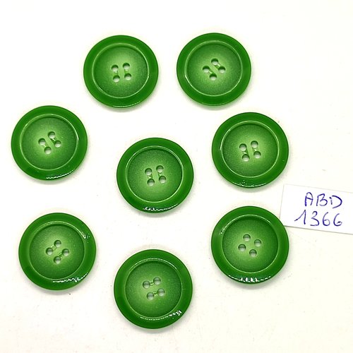 9 boutons résine vert - 21mm - abd1366