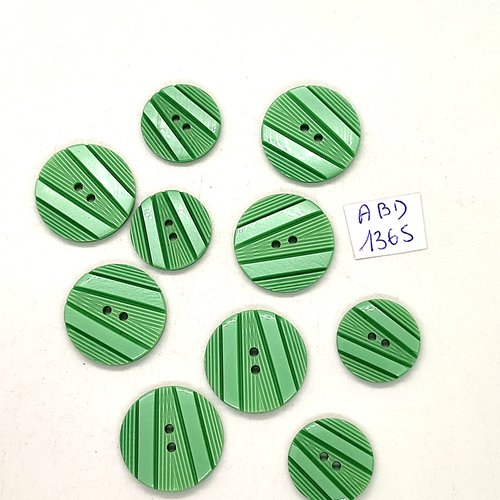 10 boutons résine vert - 22mm et 18mm - abd1365