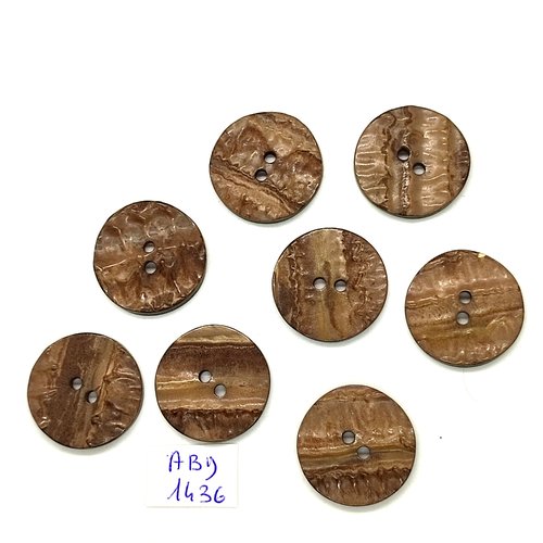 8 boutons résine marron - 23mm - abd1436