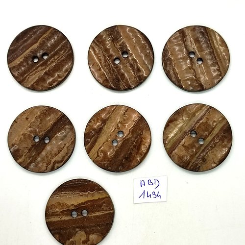 7 boutons résine marron - 35mm - abd1434