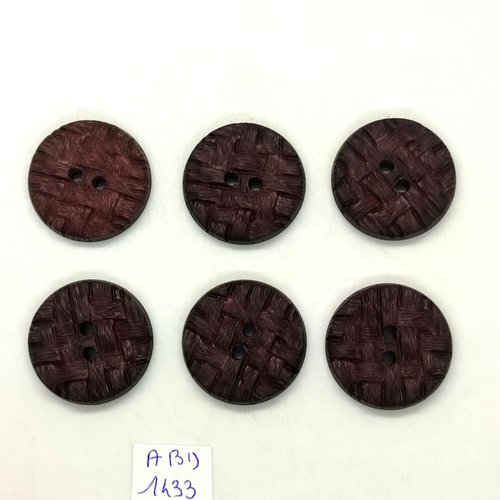 6 boutons résine marron - 26mm - abd1433