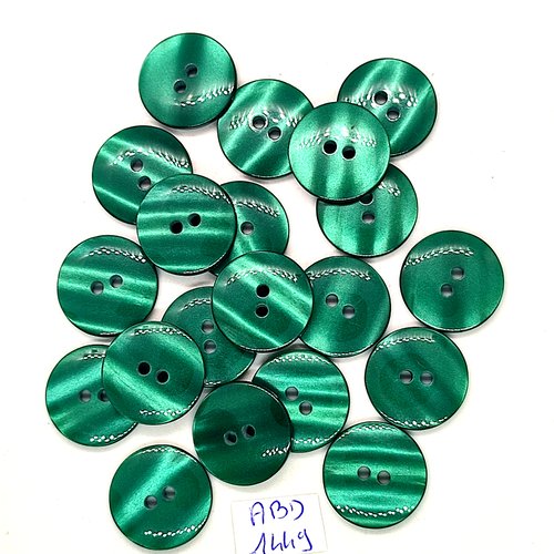 20 boutons résine vert - 18mm - abd1449