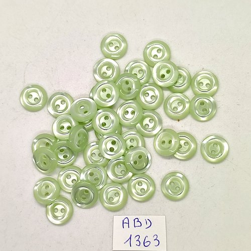 42 boutons résine vert - 10mm - abd1363