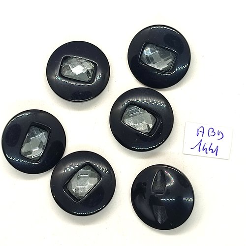 6 boutons résine noir - 22mm - abd1441