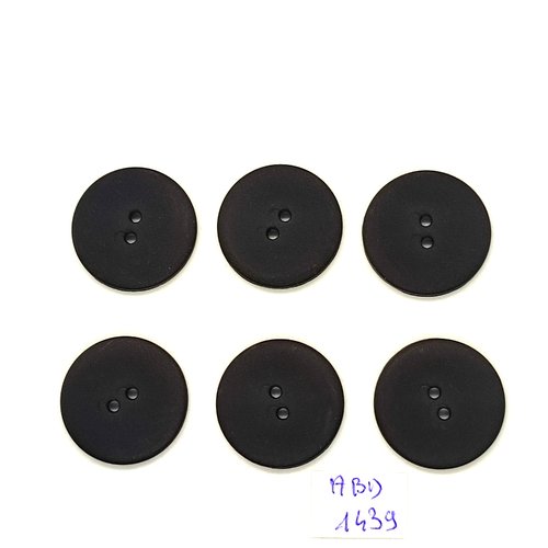 6 boutons résine noir - 23mm - abd1439