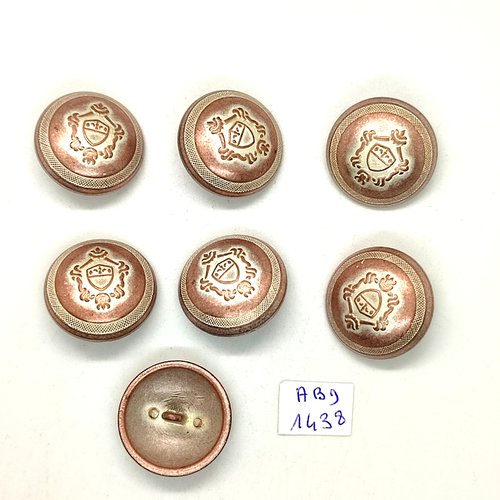 7 boutons métal doré / rose - 25mm - abd1438