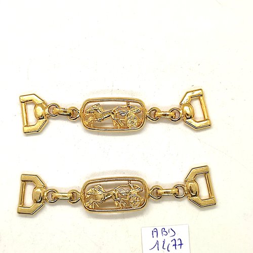 1 boucle de ceinture en métal doré - un cheval - 7x12mm - abd1477