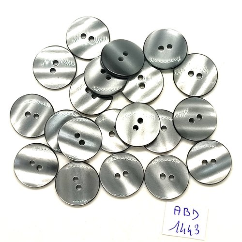 20 boutons résine gris - 18mm - abd1443