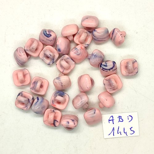 28 boutons résine rose et bleu - 8x8mm - abd1445