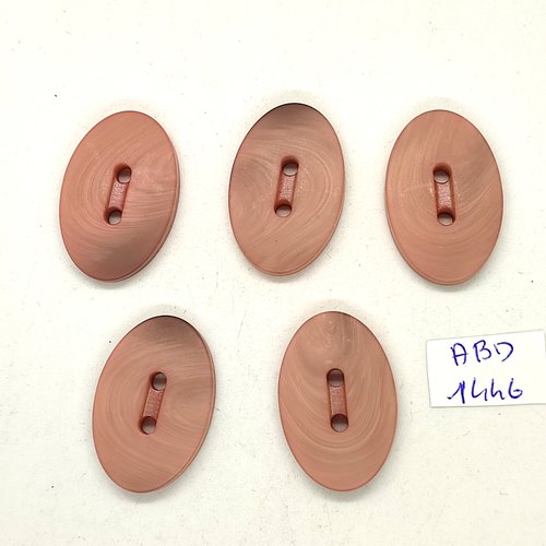 5 boutons résine vieux rose - 21x32mm - abd1446