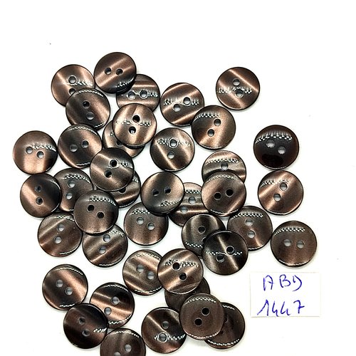 40 boutons résine marron - 13mm - abd1447