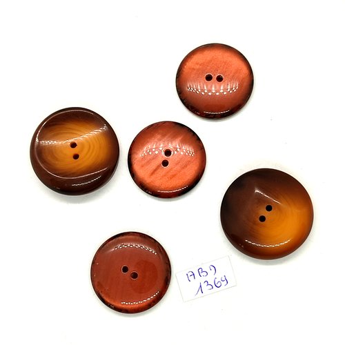 5 boutons résine marron - 27mm et 31mm - abd1369