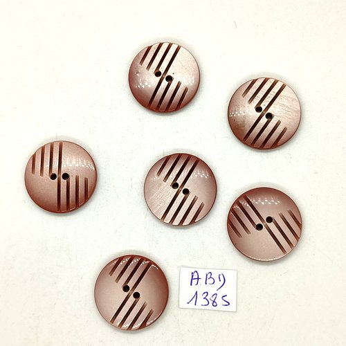 6 boutons résine marron - 22mm - abd1385