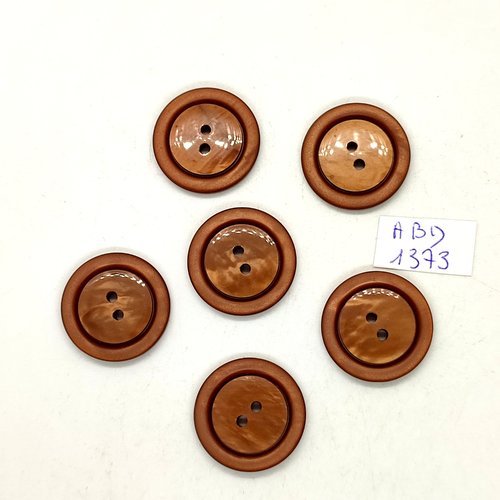 6 boutons résine marron - 23mm - abd1373