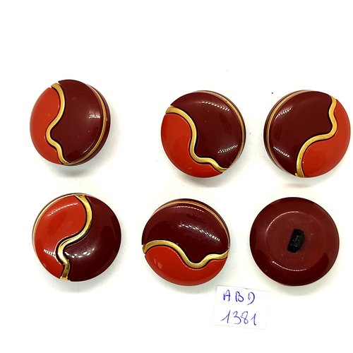 6 boutons résine marron - 28mm - abd1481