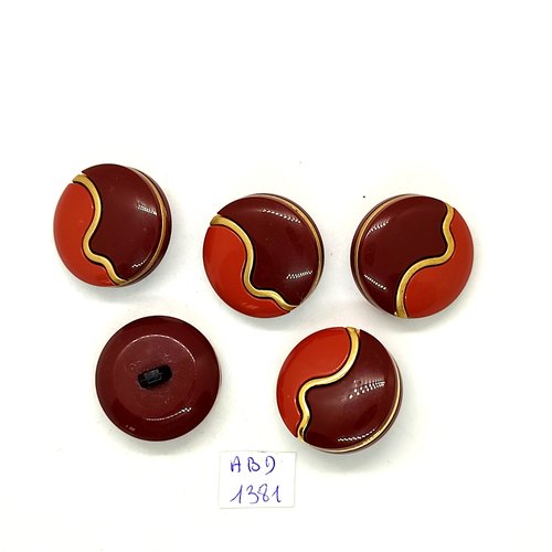 5 boutons résine marron - 28mm - abd1381
