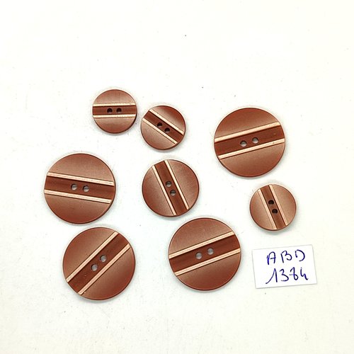 8 boutons résine marron - 22mm - 18mm et 14mm - abd1384