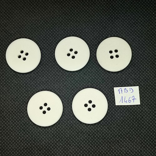5 boutons résine blanc - 23mm - abd1467