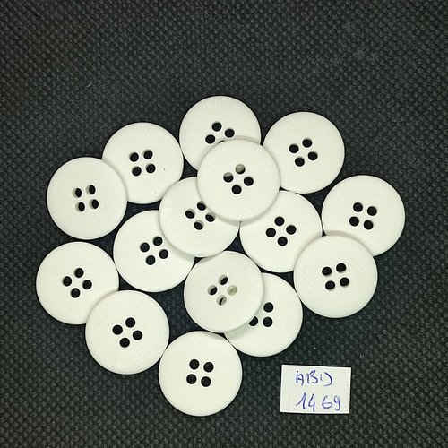20 boutons résine blanc - 15mm - abd1469