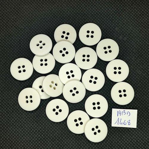 15 boutons résine blanc - 18mm - abd1468