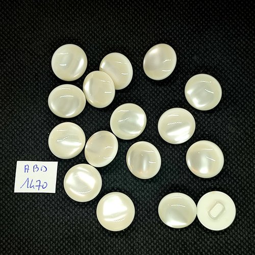 16 boutons résine blanc cassé - 15mm - abd1470