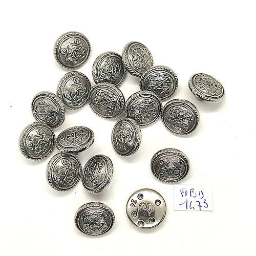 18 boutons résine argenté - 15mm - abd1473