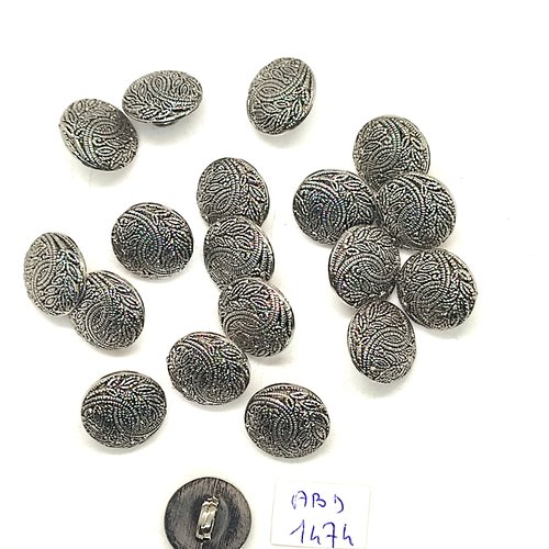 19 boutons résine argenté - 15mm - abd1474