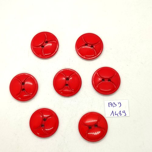 7 boutons résine rouge - 22mm - abd1489