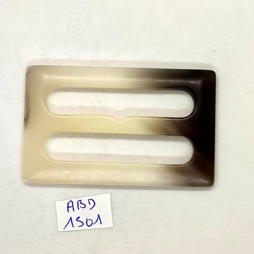 1 boucle de ceinture en résine beige et marron - 39x64mm - abd1501