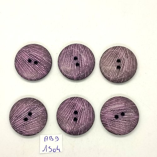 6 boutons résine lilas et gris - 27mm - abd1504