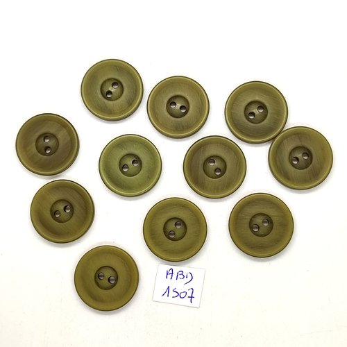 11 boutons résine vert - 23mm - abd1507