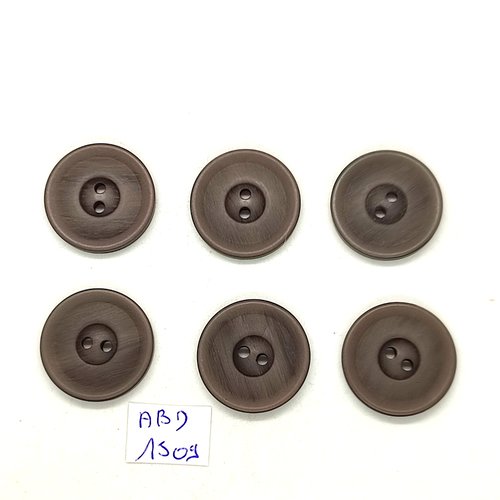6 boutons résine gris / taupe - 23mm - abd1509
