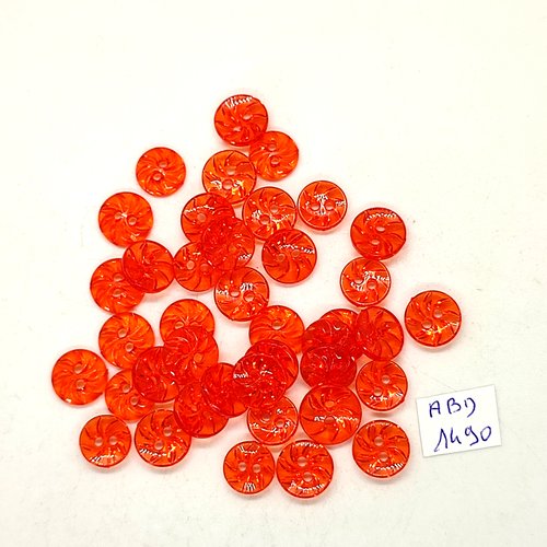 40 boutons résine orange - 10mm et 11mm - abd1490