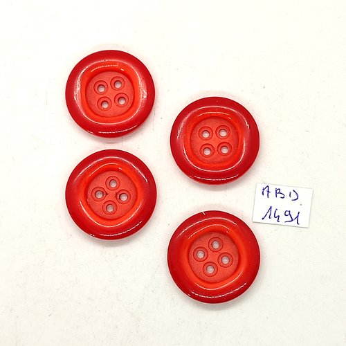 4 boutons résine rouge - 27mm - abd1491