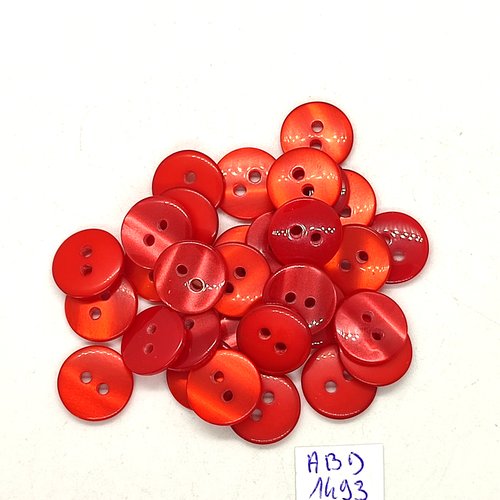 31 boutons résine rouge - 13mm - abd1493