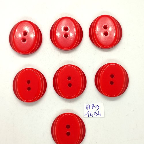 7 boutons résine rouge - 27mm - abd1494