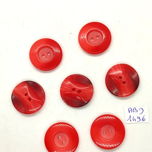 7 boutons résine rouge - 22mm - abd1496