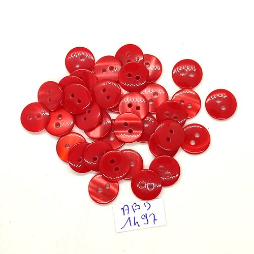 34 boutons résine rouge - 12mm - abd1497