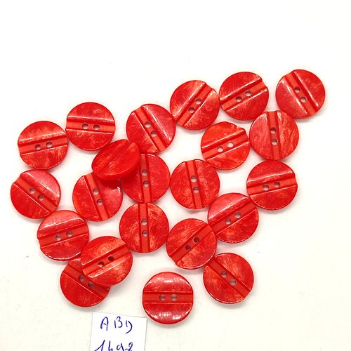 22 boutons résine rouge - 15mm - abd1498