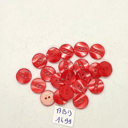 21 boutons résine rouge et rose dessous - 11mm - abd1499