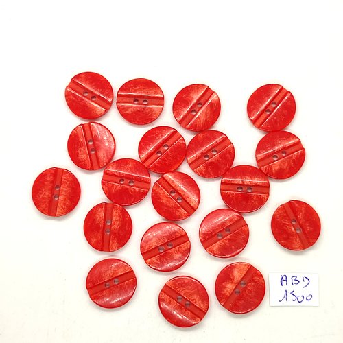 19 boutons résine rouge - 17mm - abd1500