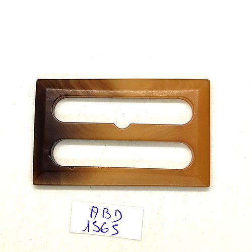 1 boucle de ceinture coulissante en résine beige et marron - 39x64mm - abd1565