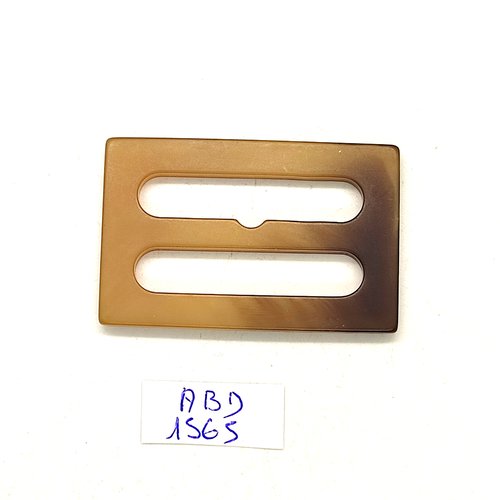1 boucle de ceinture coulissante en résine beige et marron - 35x54mm - abd1565